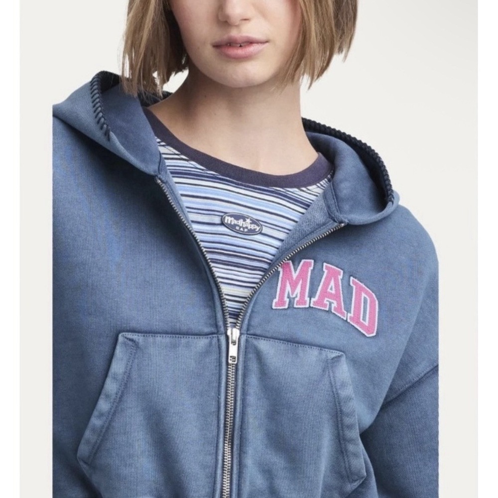 NWT MadHappy x GAP Hoodie Sz L Full Double Zip Cropped $108